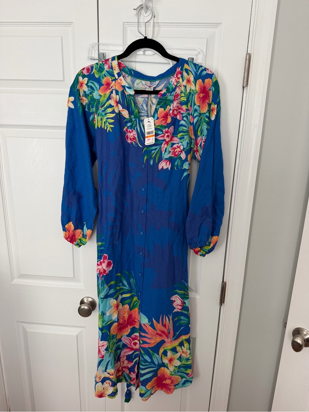 Tommy Bahama Royal Blue Tropical Floral Maxi Dress